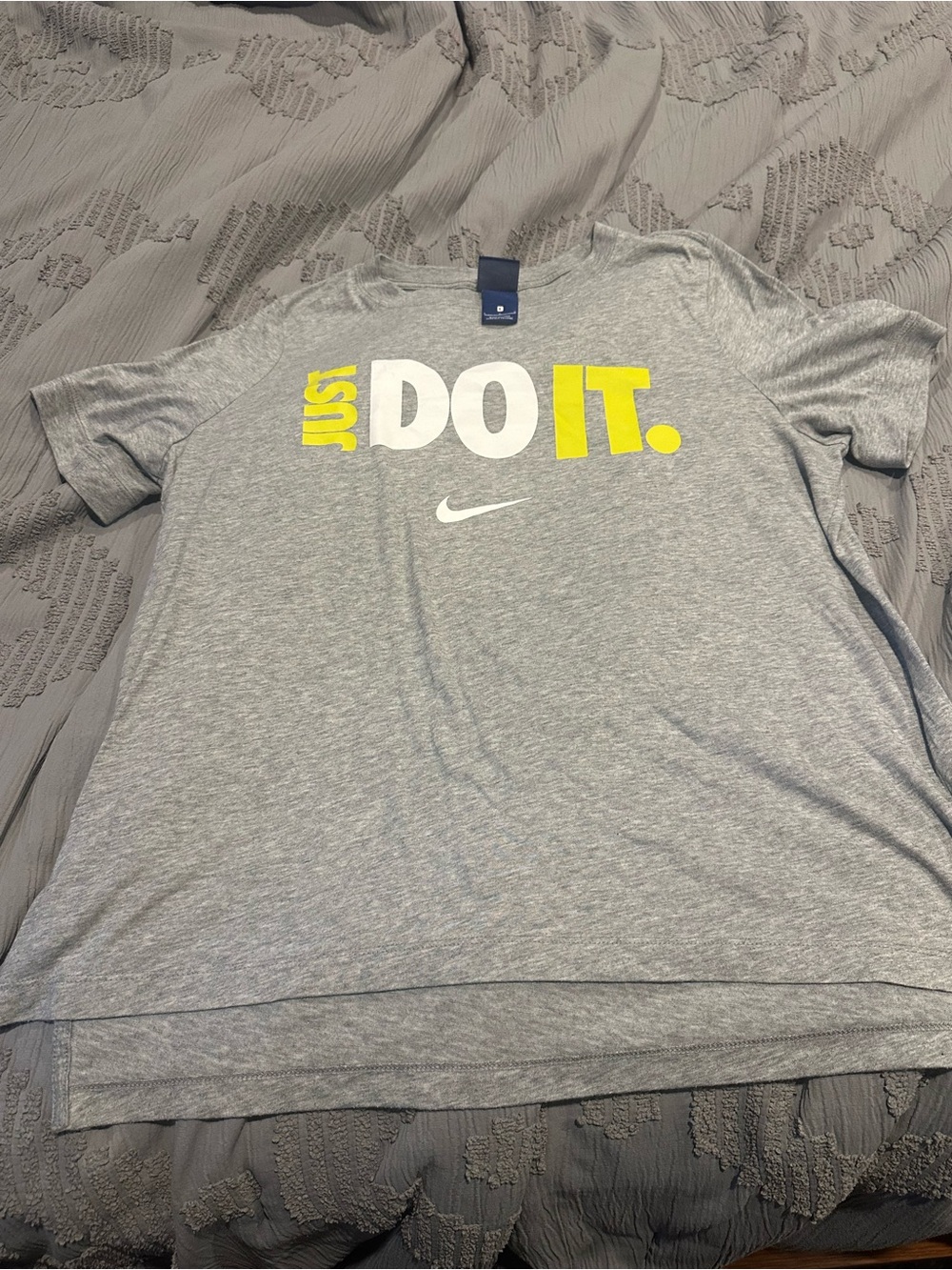 Nike Gray Tee with Blue Nike Tag